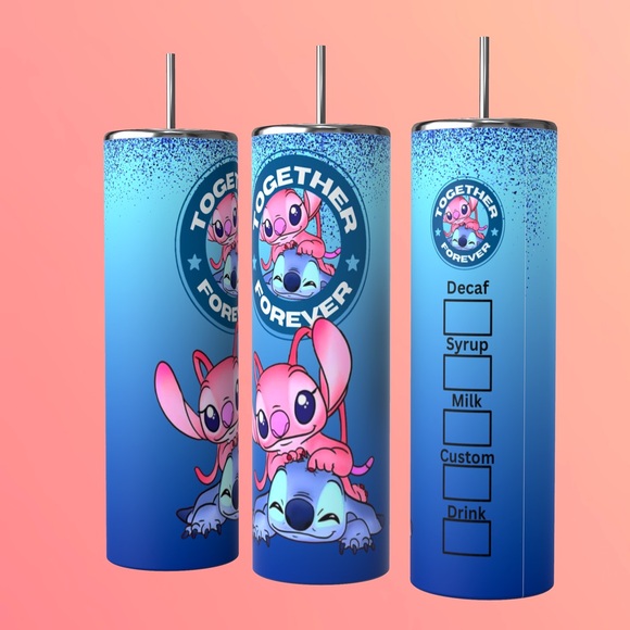 TOGETHER FOREVER 20oz STAINLESS STEEL SUBLIMATED TUMBLER HIS& HERS - Picture 9 of 11